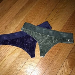 2 PINK victoria’s secret velvet panties(thongs)